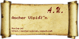 Ascher Ulpián névjegykártya